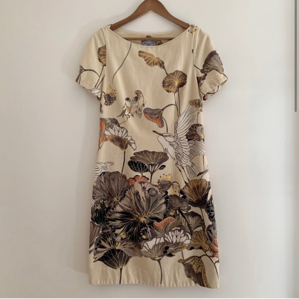 Anthropologie Floreat Snowy Egret Shift Dress